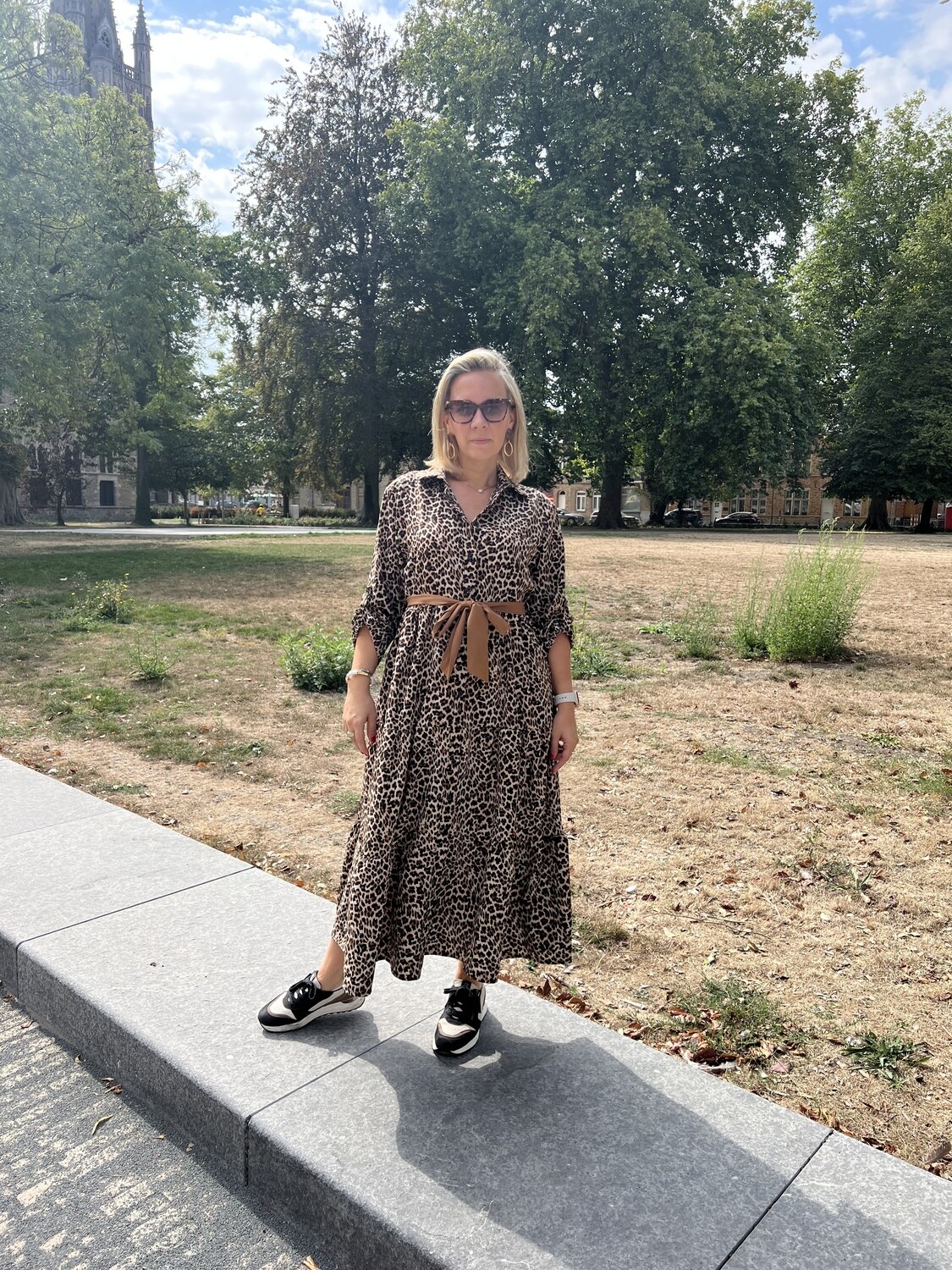 Mila long leopard dress
