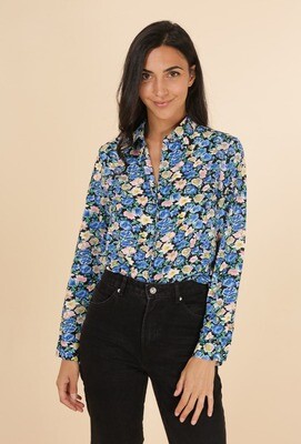 Flower print blouse  on black background