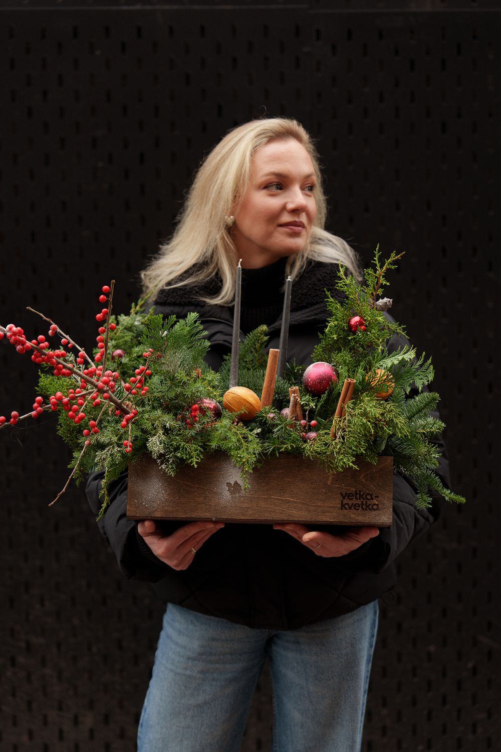 Рождественская настольная композиция со свечами