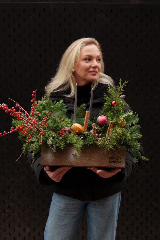 Рождественская настольная композиция со свечами Рождественская настольная композиция со свечами