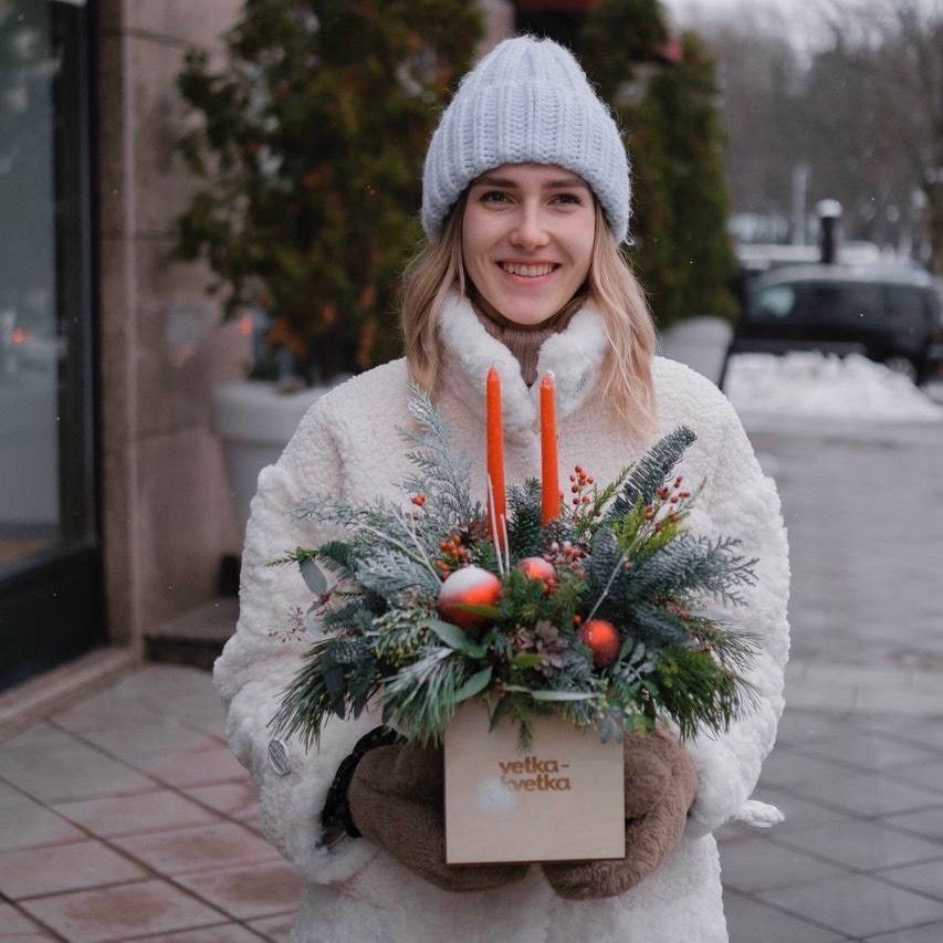 Композиция зимняя со свечами