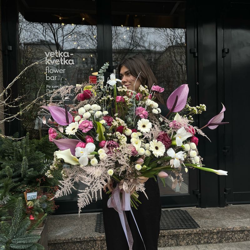 Букет XXL с антуриумами и герберами