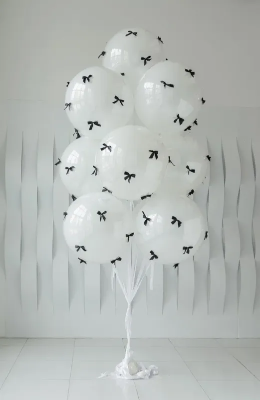 Сет из шаров-гигантов XXL 91см (белый) с бантиками Сет из шаров-гигантов XXL 91см (белый) с бантиками