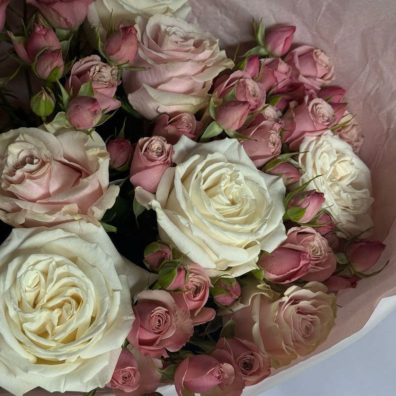Mixed Spray and Single-Head Rose Bouquet