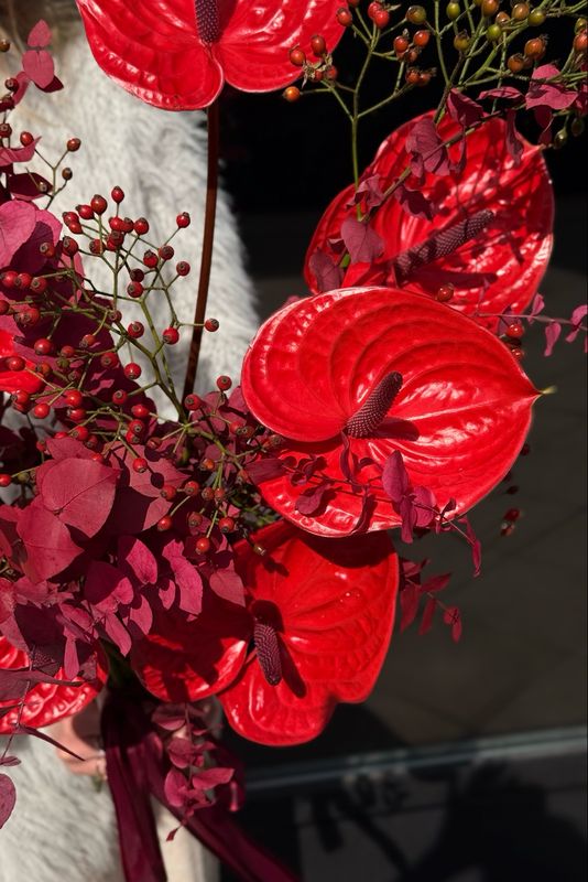 Anthurium and Eucalyptus Bouquet