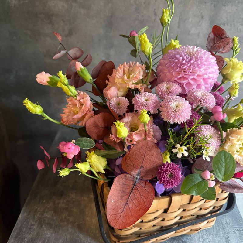 Lisianthus and Dahlia Composition