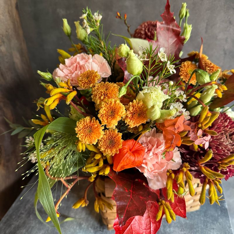 Eustoma, Dahlia and Chrysanthemum Composition