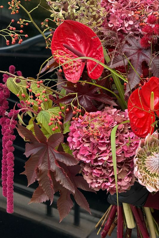 XXL Anthurium, Hydrangea and Amaranth Bouquet