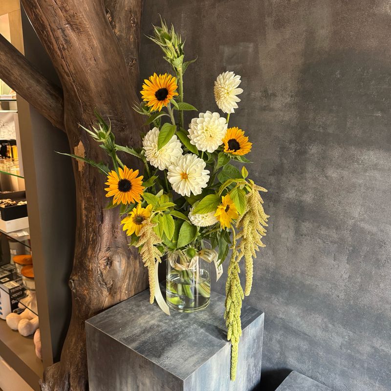 Dahlia, Amaranth and Sunflower Bouquet Dahlia, Amaranth and Sunflower Bouquet