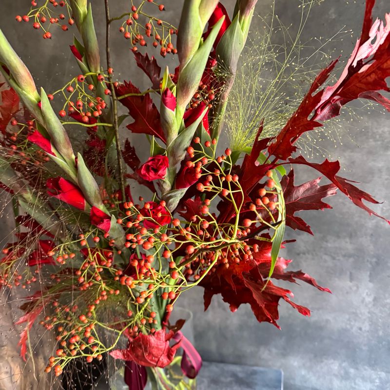 Gladiolus and Rosehip Bouquet
