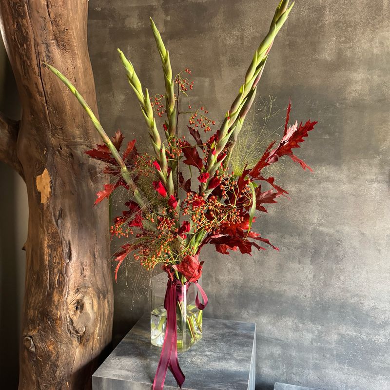 Gladiolus and Rosehip Bouquet