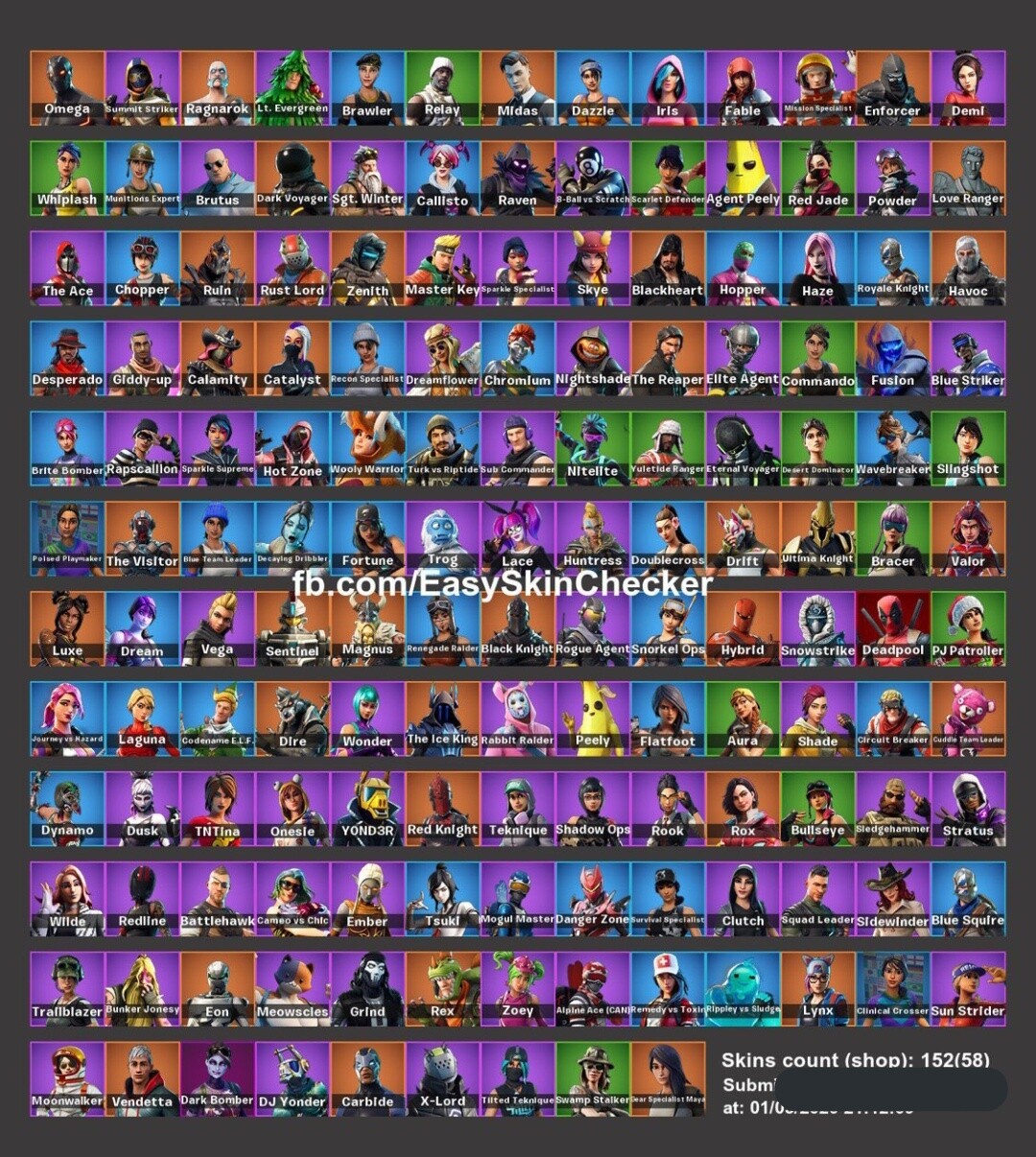 Full Acces Renegade Raider 152 skins + Black Knight + Wonder STACKED AF