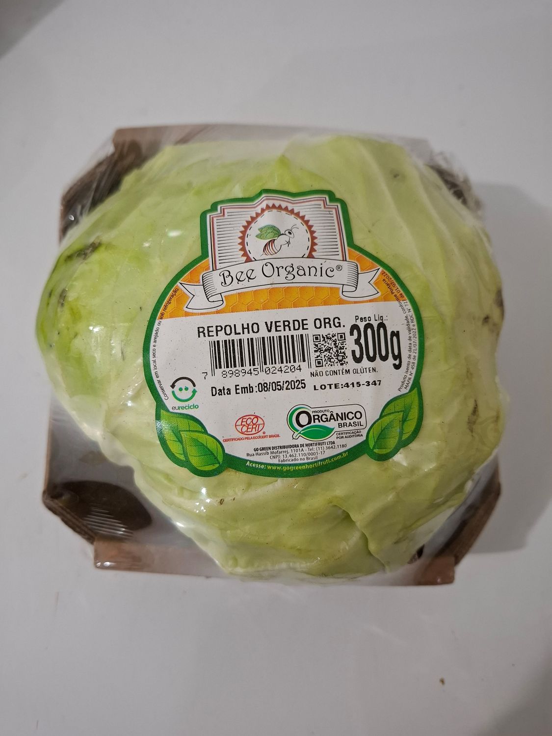 Repolho verde orgânico (300g)