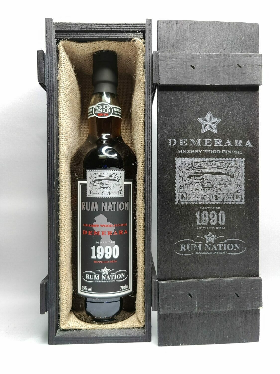DEMERARA Guyana 1990 23Y Sherry finish - Rum Nation - houten box - 0,7L - 45%