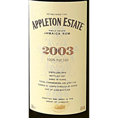 Appleton Estate 2003 Hearts Collection 18y 63%