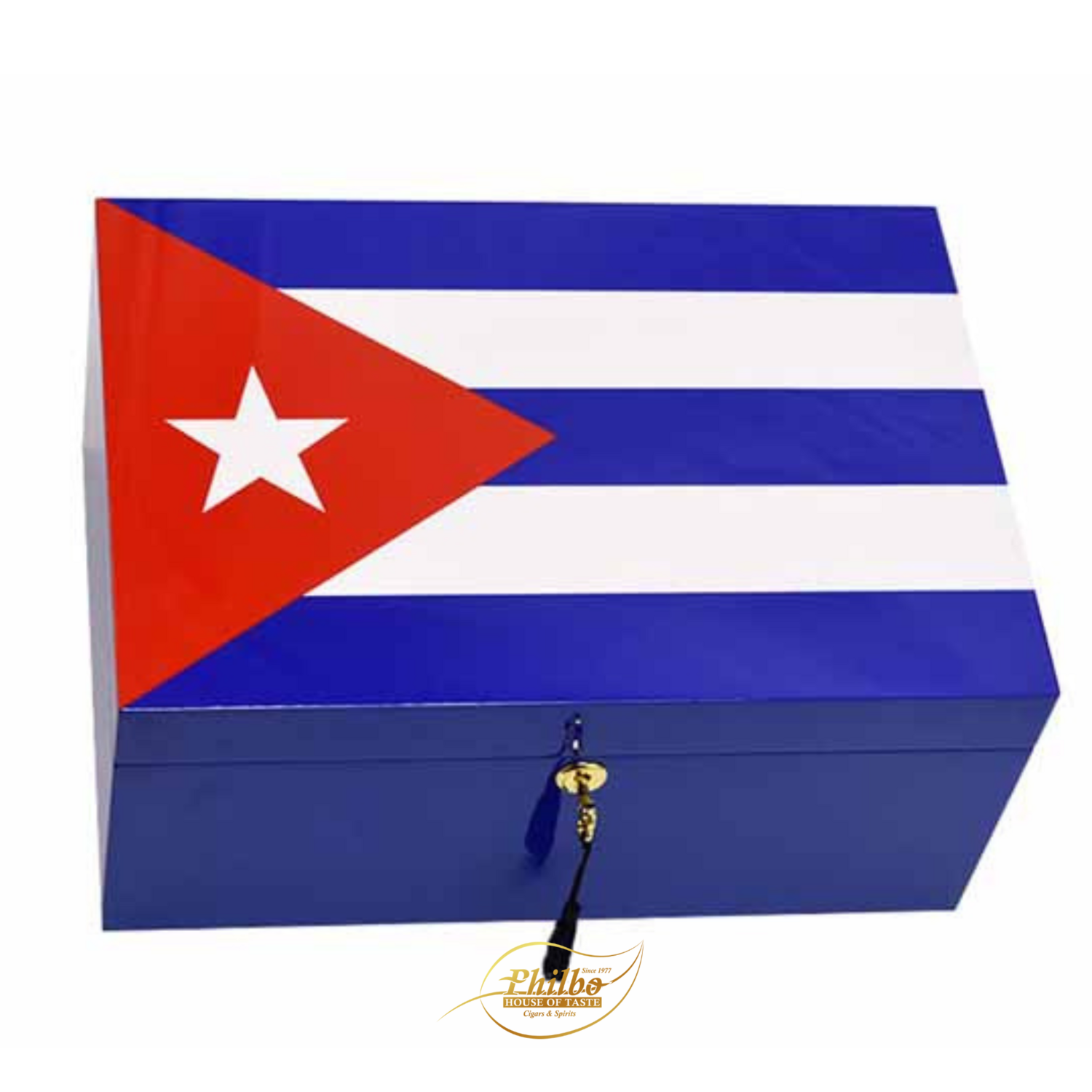 HUMIDOR HAB-9 CUBA FLAG 34x24x16 75 CIGARS