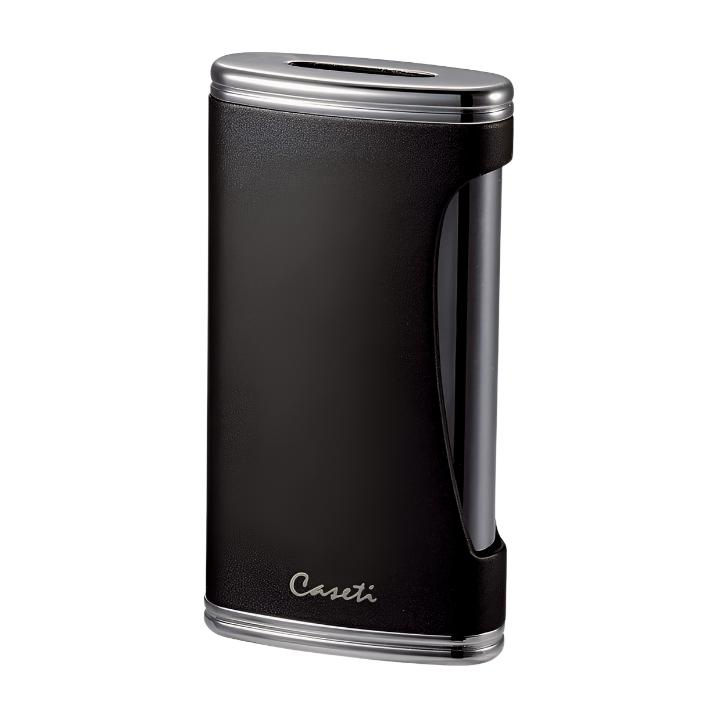 Caseti Lighter Wide Flat Flame Chrome Black Mat