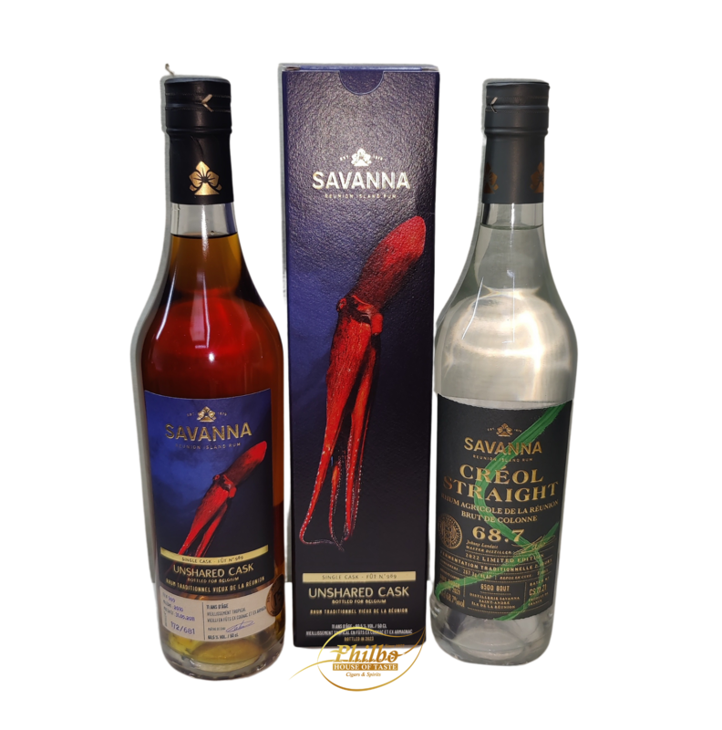 Savanna 2010 Unshared Cask Fut #989 11y 60.5% 500ml + Savanna Rhum Creol Straight Blanc Rhum Agricole 68.7% 500ml