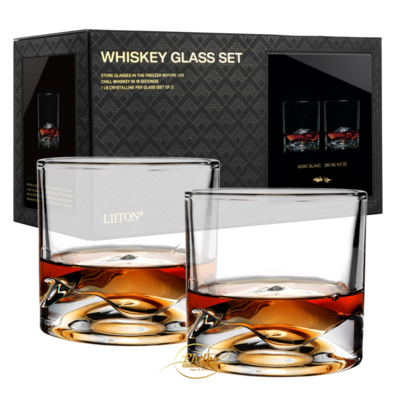 LIITON Crystal Whiskey giftset 2 Glass Mount Blanc