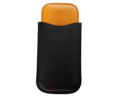 Cigar Pouch Leather Black/Yellow 2 Robusto 130 R52