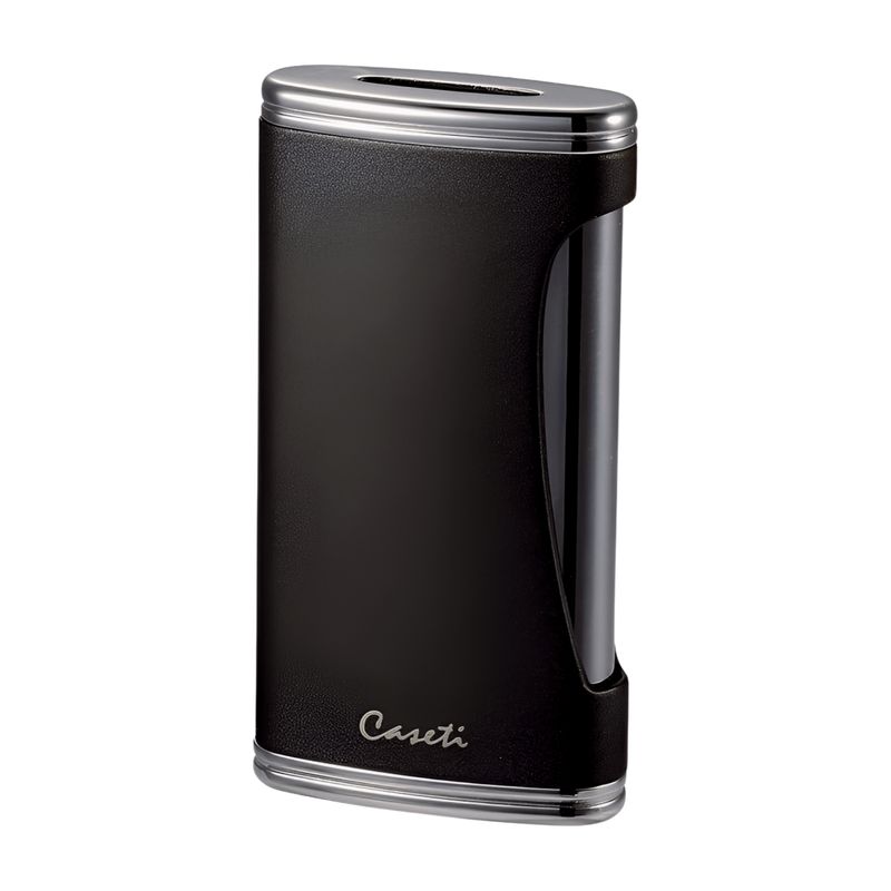 Caseti Lighter Wide Flat Flame Chrome Black Mat