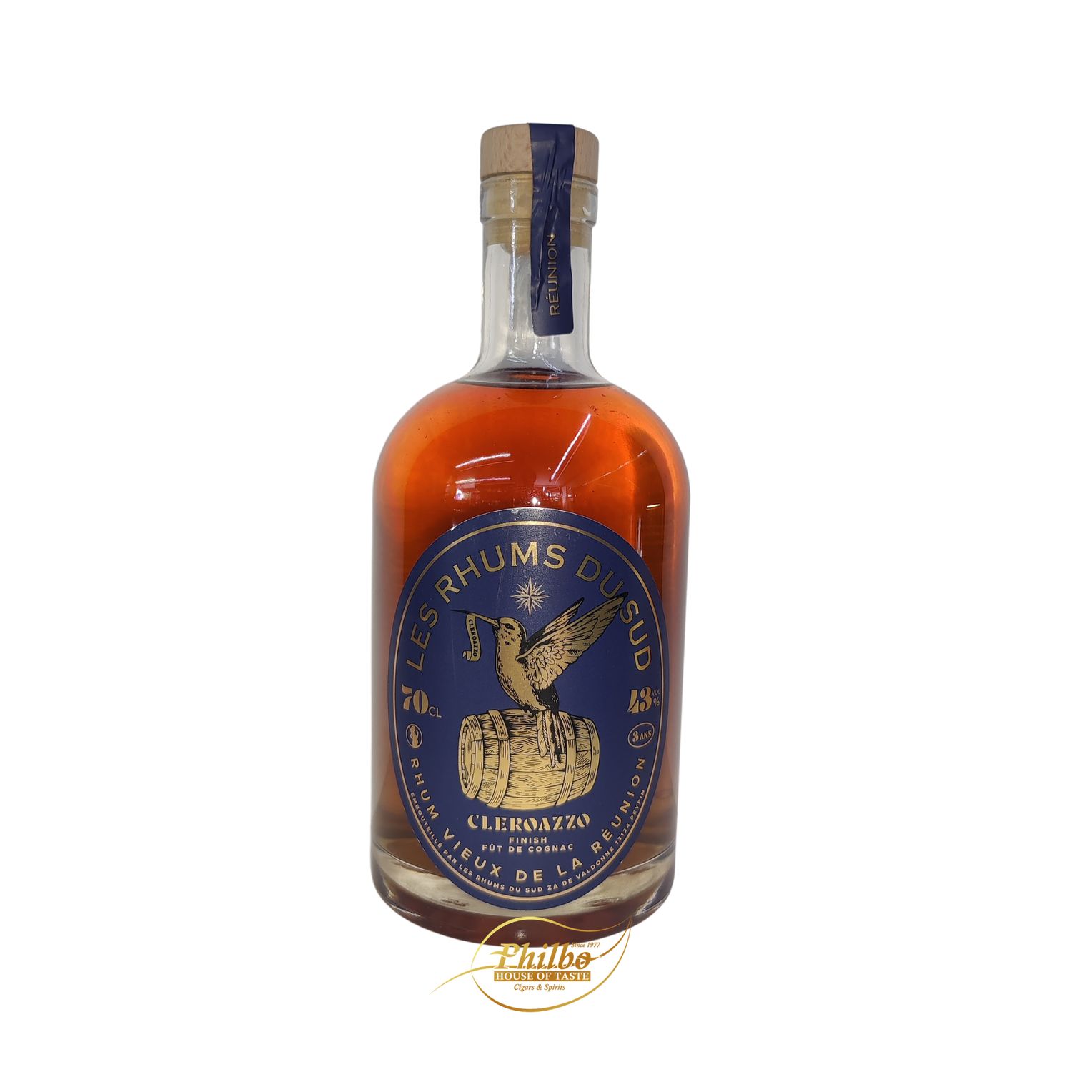 Les Rhums du Sud Cleroazzo Réunion 3 years finish cognac 43° Les Rhums du Sud Cleroazzo Réunion 3 years finish cognac 43°