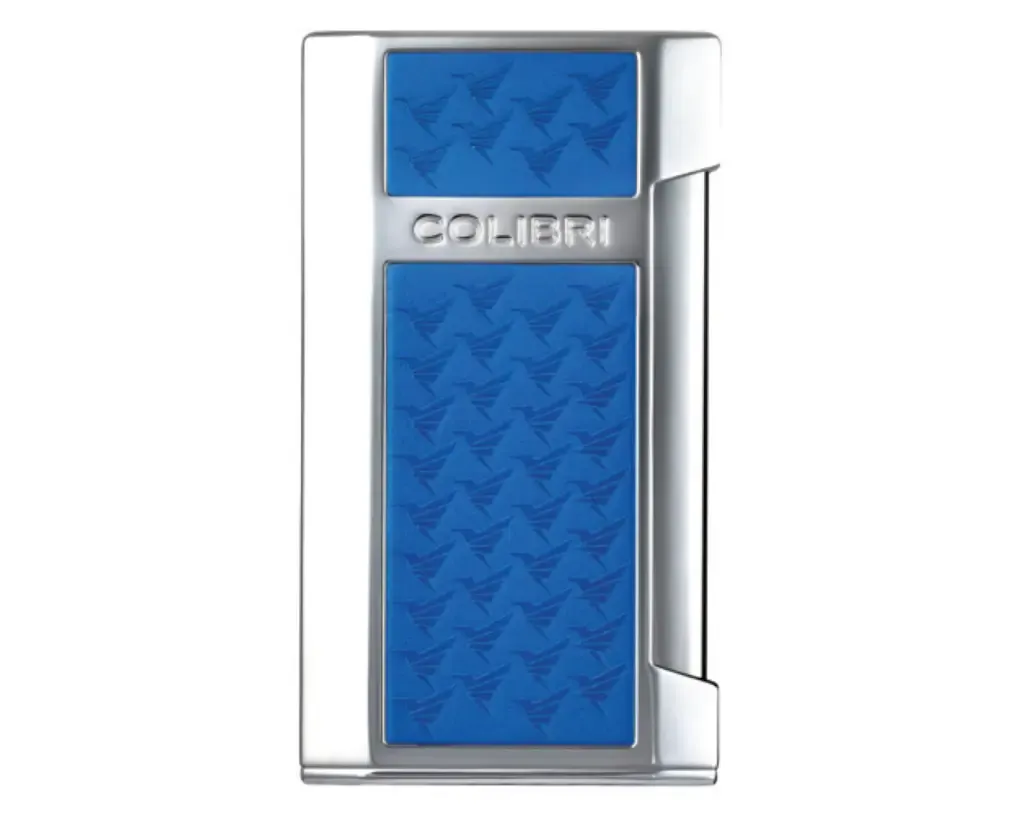Aansteker Colibri Mosaic Flat Flame Chrome/Blauw Aansteker Colibri Mosaic Flat Flame Chrome/Blauw