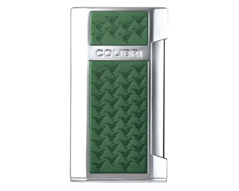 Aansteker Colibri Mosaic Flat Flame Chrome/Groen Aansteker Colibri Mosaic Flat Flame Chrome/Groen