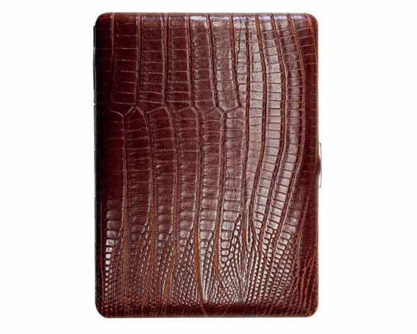 Etui Sigaret Pearl Leder Bruin Lezard 9sks