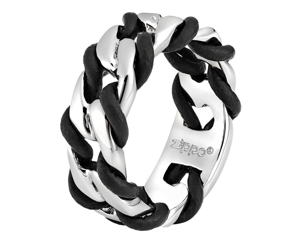 Zippo Steel & Leather Ring - 58 Zippo Steel & Leather Ring - 58