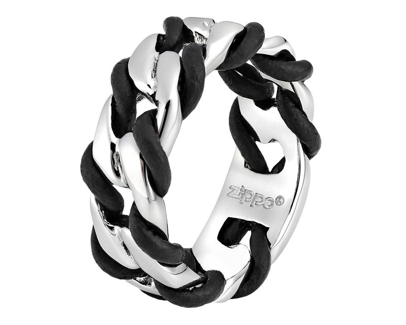 Zippo Steel & Leather Ring - 60 Zippo Steel & Leather Ring - 60