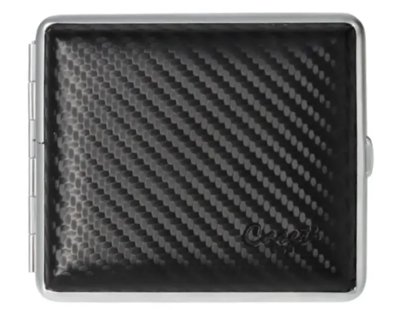 Etui Sigaret Caseti Leder Zwart Carbon Look