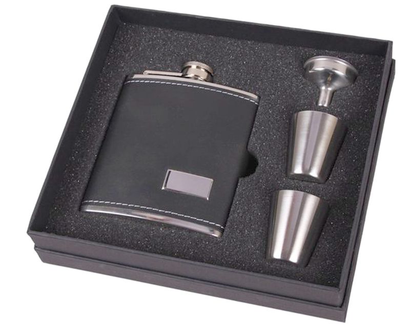 Zakfles Set 6oz + Bekers Zwart Zakfles Set 6oz + Bekers Zwart