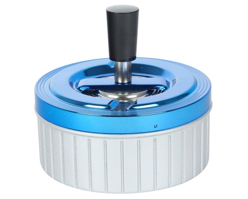 Asbak Draai Zilver Lijnen Blauw 11cm Asbak Draai Zilver Lijnen Blauw 11cm