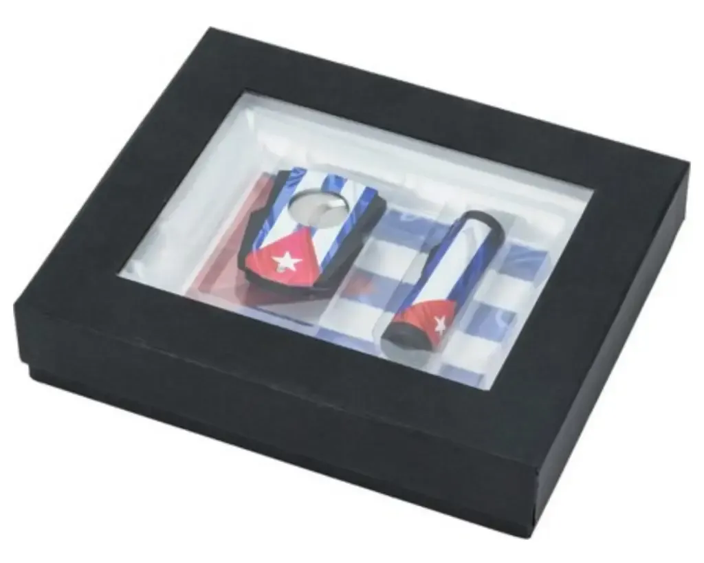 Sigarenknipper Cuba Vlag + Asbak + Aansteker Triple Jet