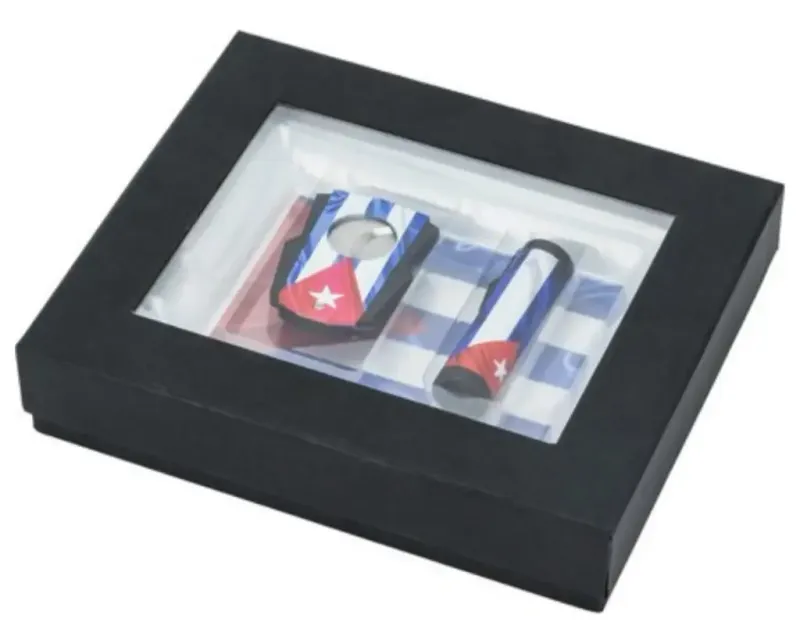 Sigarenknipper Cuba Vlag + Asbak + Aansteker Triple Jet