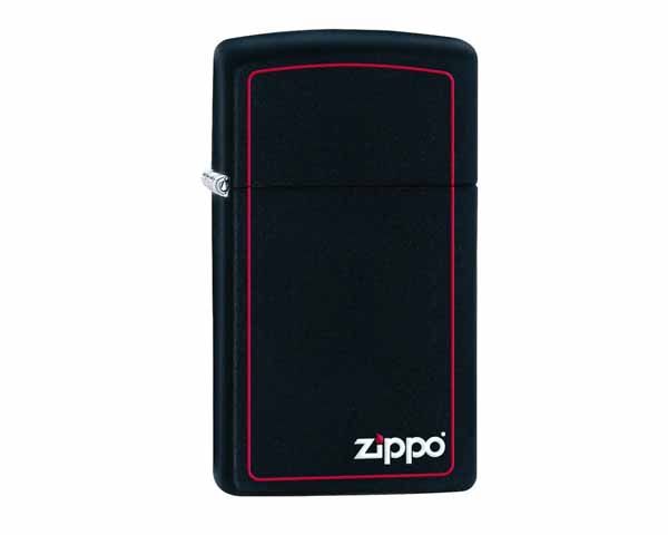 Aansteker Zippo Black Matte Red Border Slim with Zippo Logo Aansteker Zippo Black Matte Red Border Slim with Zippo Logo