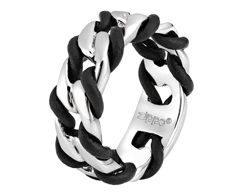 Zippo Steel & Leather Ring - 62 Zippo Steel & Leather Ring - 62