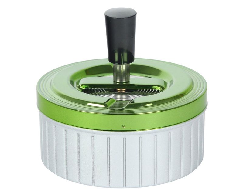 Asbak Draai Zilver Lijnen Groen 11cm Asbak Draai Zilver Lijnen Groen 11cm
