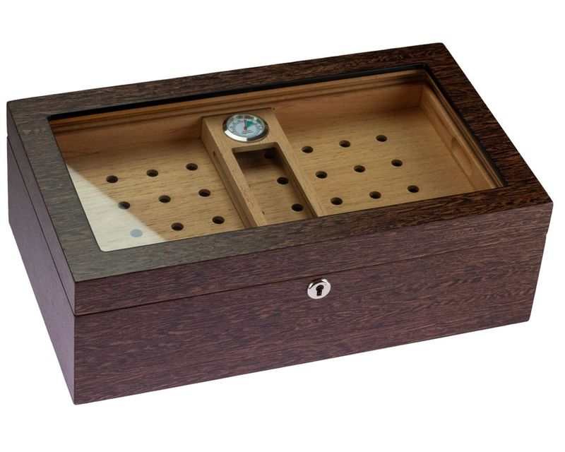 Humidor Fineer Ebbenhout Glas - 50 Sigaren Humidor Fineer Ebbenhout Glas - 50 Sigaren