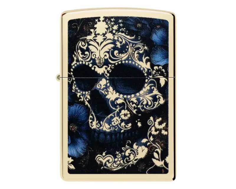 Aansteker Zippo Skull with Flowers Design Aansteker Zippo Skull with Flowers Design