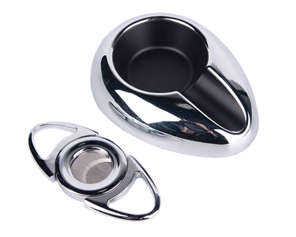 Sigarenknipper Cig'R Set + Asbak Chrome 22mm