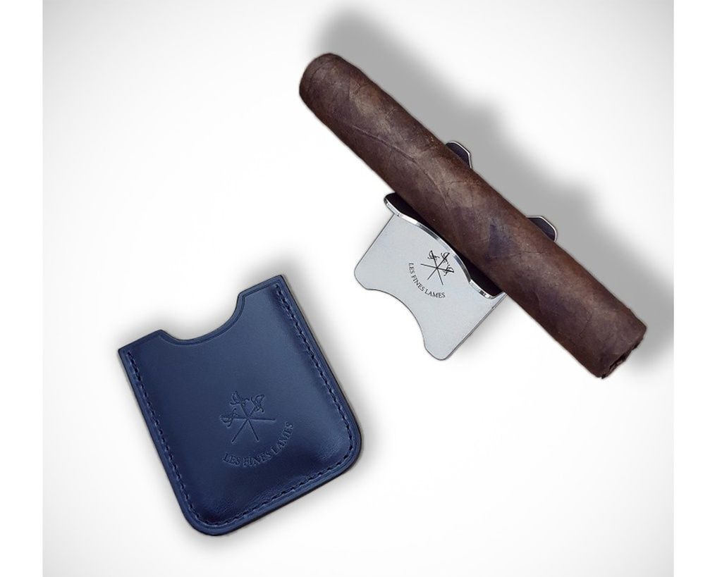 Cigar Stand LFL Metal Leather Case Petrol Blauw Cigar Stand LFL Metal Leather Case Petrol Blauw