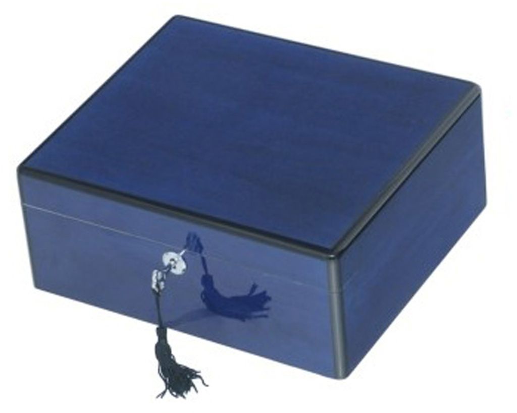 Humidor Lubinski Diep Blauw Hoogglans - 50 Sigaren Humidor Lubinski Diep Blauw Hoogglans - 50 Sigaren