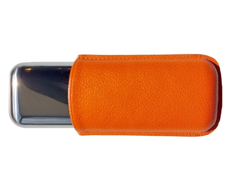 Etui Sigaar Leder/Metaal 2 Cig R60 152mm Oranje Etui Sigaar Leder/Metaal 2 Cig R60 152mm Oranje