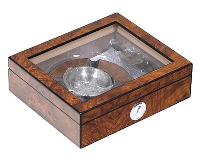 Humidor Lubinski Elm Burl Glas Set Humidor Lubinski Elm Burl Glas Set