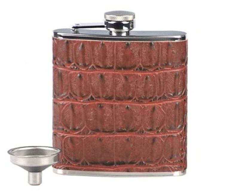 Zakfles Lubinski Croco Bruin met Trechter 6oz Zakfles Lubinski Croco Bruin met Trechter 6oz