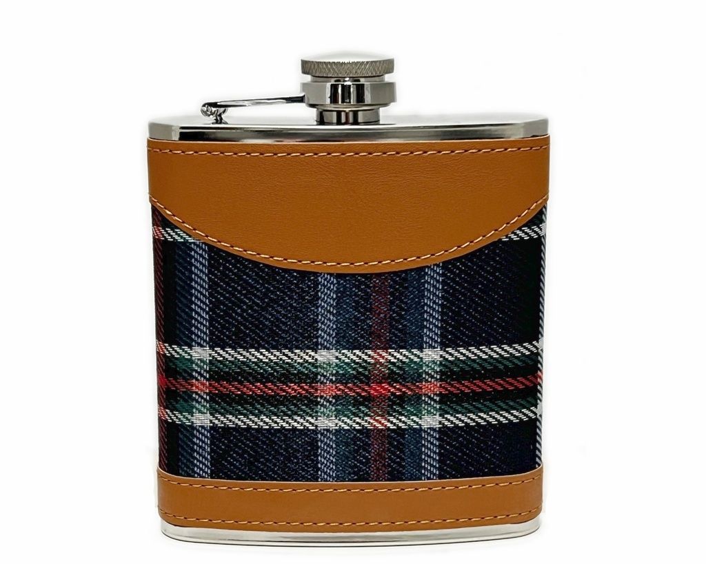 Zakfles Lubinski Tartan met Trechter 6oz Zakfles Lubinski Tartan met Trechter 6oz