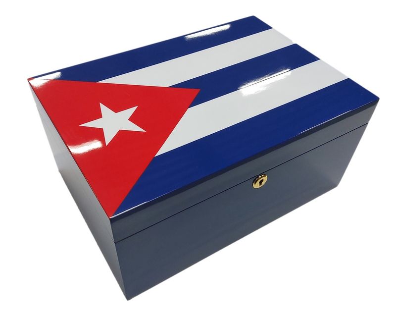 Humidor Cuban Flag HG Blue - 100 Cigars