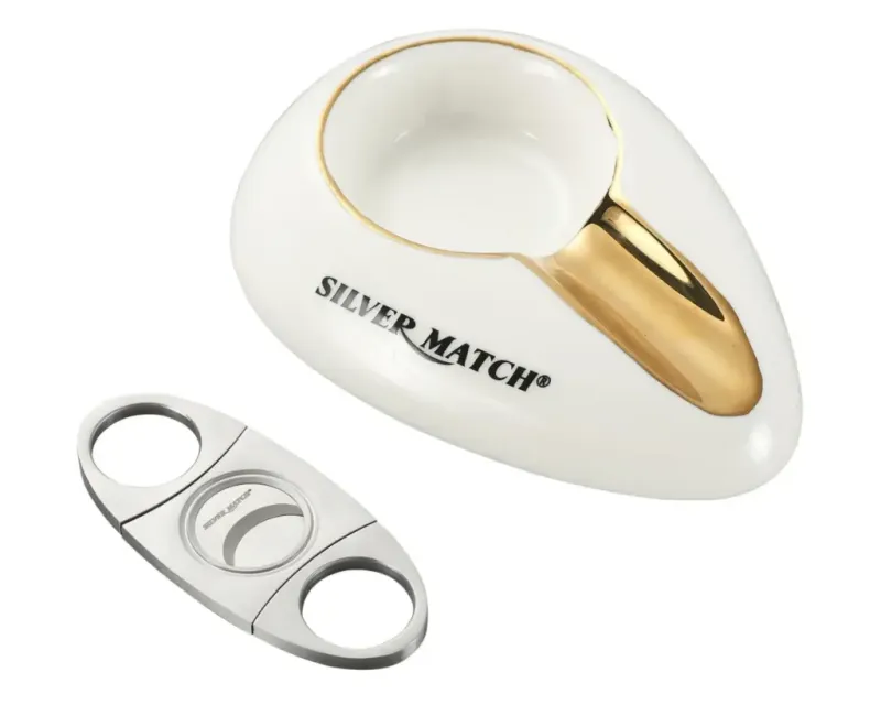 Astray Cigar Silver Match Luxury + Cigar Cutter